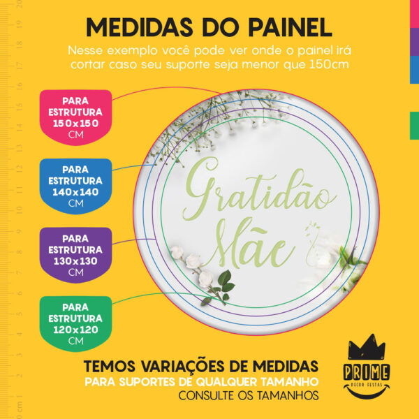 Trio Capa Cilindro + Painel Redondo 3D Dia das Mães Gratidão 1,50m Veste Fácil - Image 3