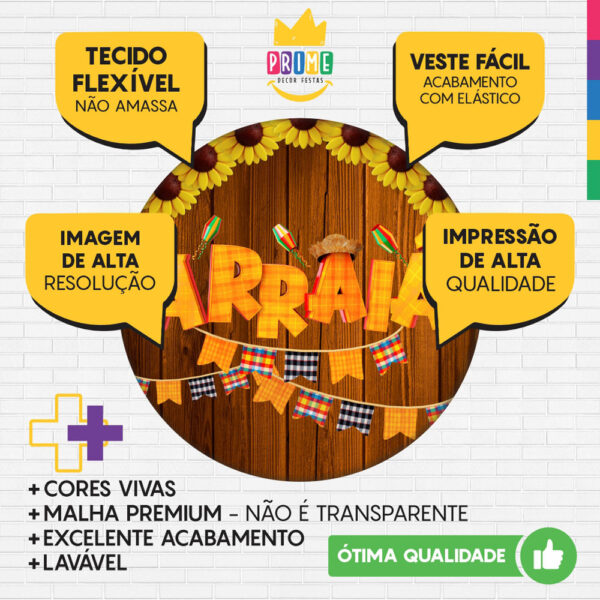 Painel Redondo 3D Festa Junina Arraiá Tecido Sublimado - Image 3