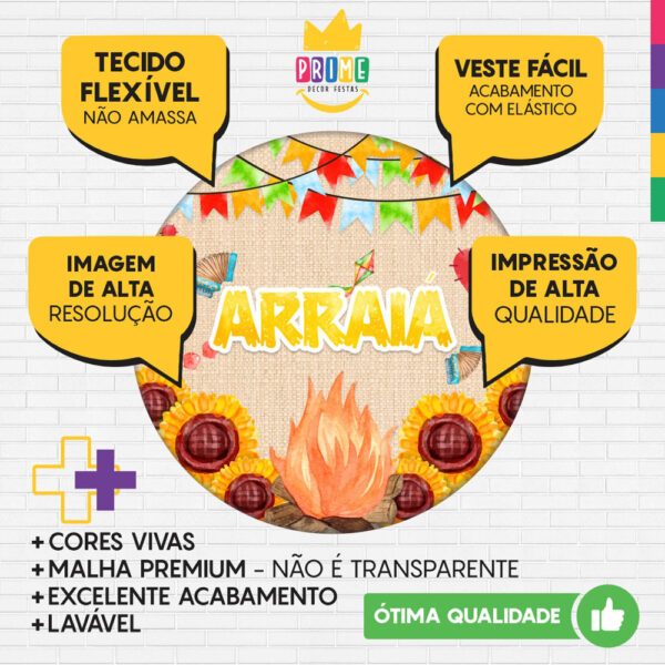 Painel Redondo 3D Festa Junina Arraiá Tecido Sublimado - Image 3