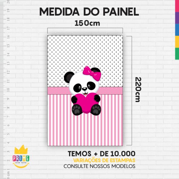 Painel de Festa Retangular 3D Panda Rosa Casadinho 1,50m x 2,20m - Image 4