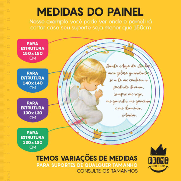 Painel Redondo 3D Batizado Azul  Tecido Sublimado - Image 4