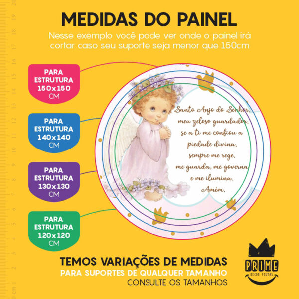 Painel Redondo 3D Batizado Rosa Tecido Sublimado - Image 4