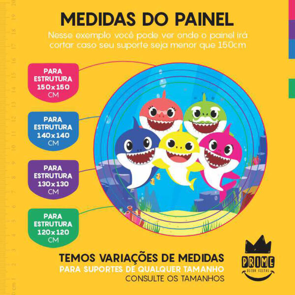 Painel Redondo 3D Baby Shark Tecido Sublimado - Image 4