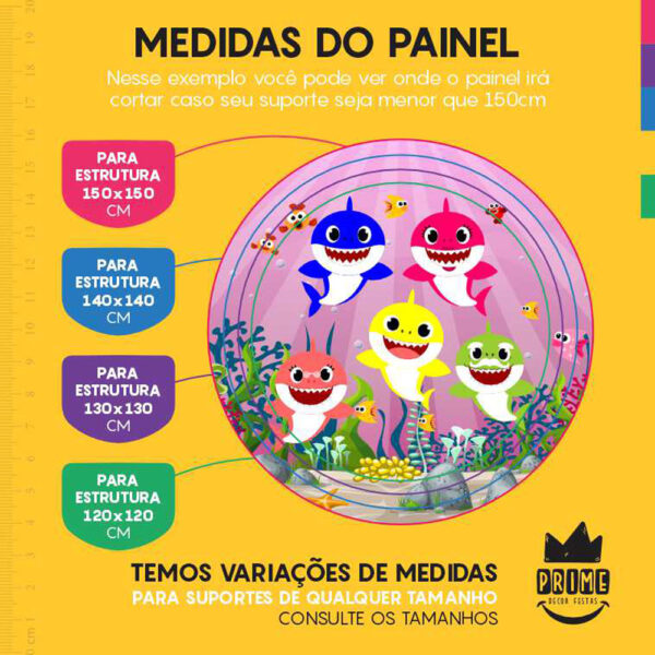 Painel Redondo 3D Baby Shark Tecido Sublimado - Image 4