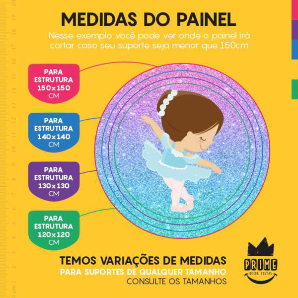 Painel Redondo 3D Bailarina Tecido Sublimado - Image 4
