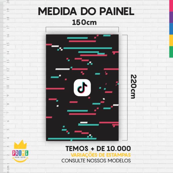 Painel de Festa Retangular 3D Tik Tok Casadinho 1,50m x 2,20m - Image 4