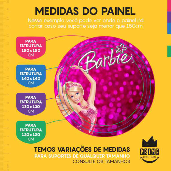 Painel Redondo 3D Barbie Tecido Sublimado - Image 4