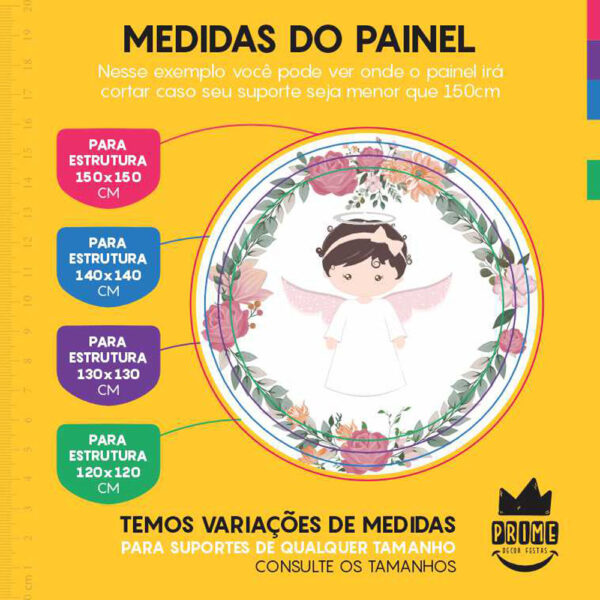 Painel Redondo 3D Batizado Anjinho Tecido Sublimado - Image 4
