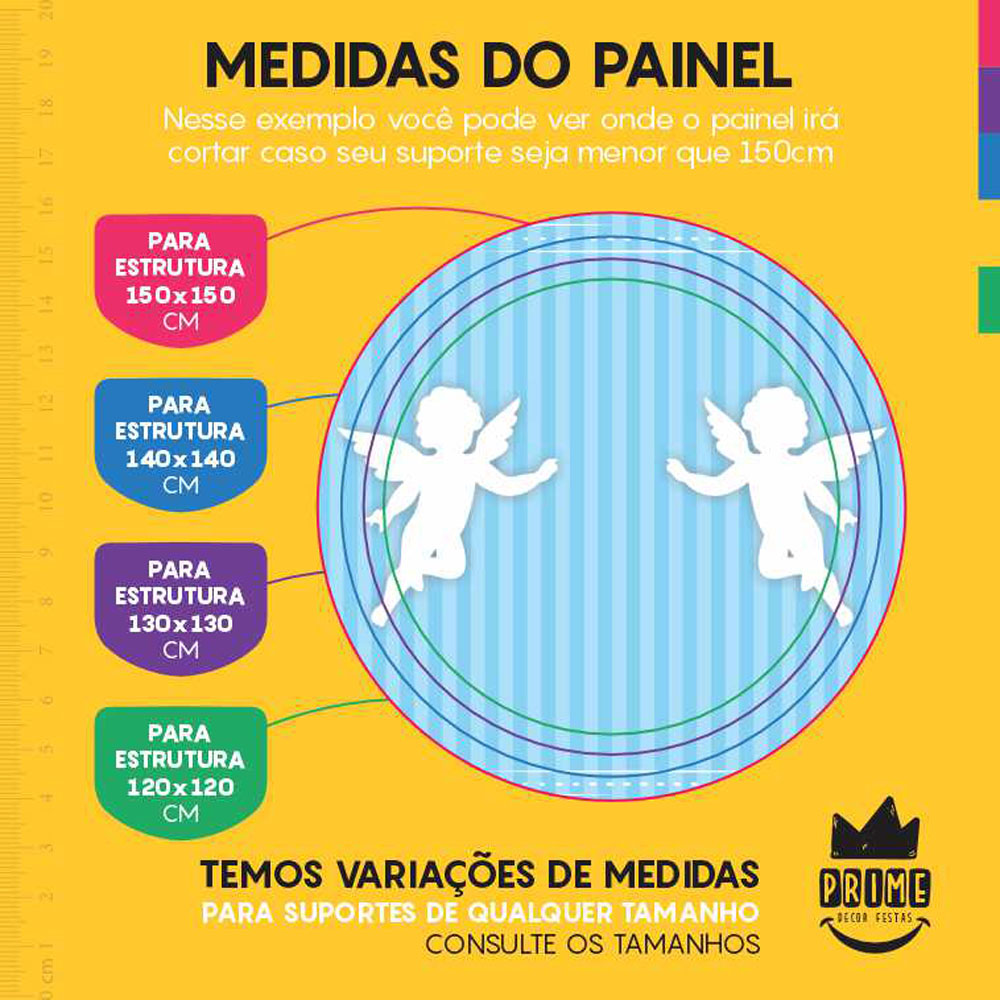 Painel Redondo 3D Batizado Azul Tecido Sublimado - Imagem 4