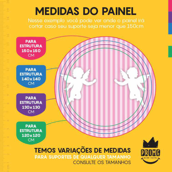 Painel Redondo 3D Batizado Rosa Tecido Sublimado - Image 4