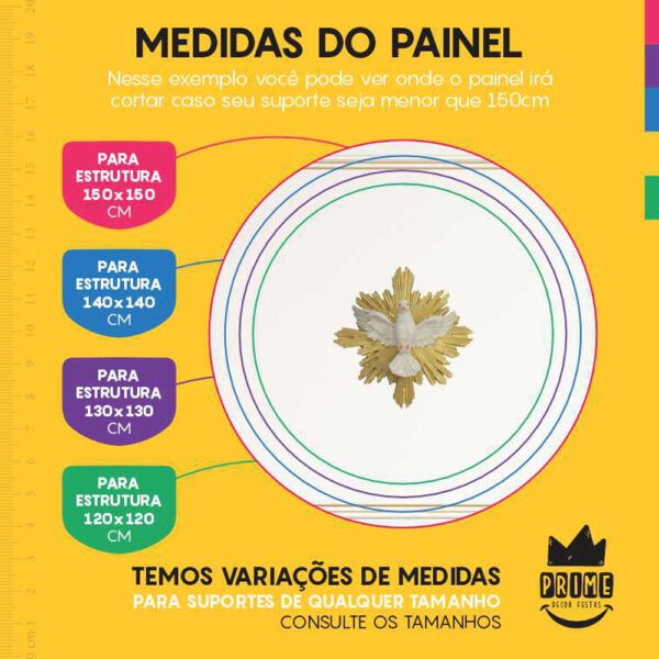 Painel Redondo 3D Batizado Branco Tecido Sublimado - Image 4
