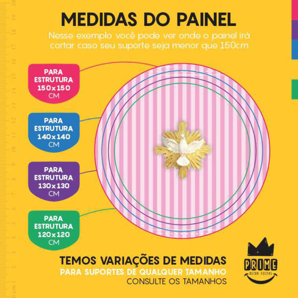 Painel Redondo 3D Batizado Espirito Santo Tecido Sublimado - Image 4