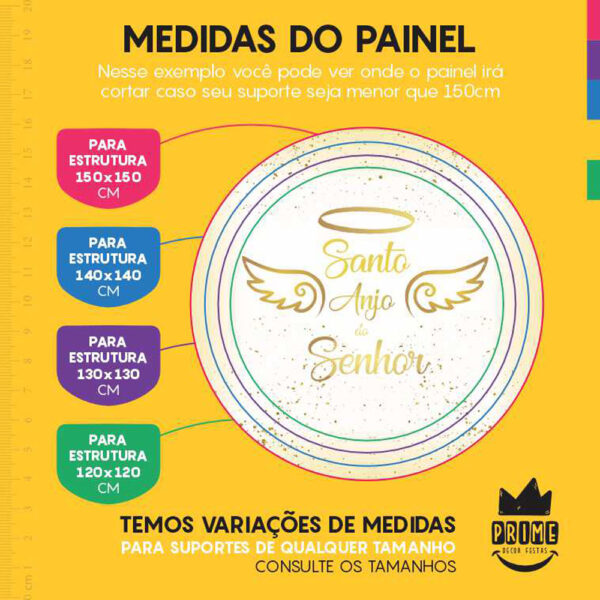 Painel Redondo 3D Batizado Santo Anjo Tecido Sublimado - Image 4