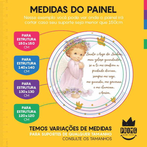 Painel Redondo 3D Batizado Menina Tecido Sublimado - Image 4