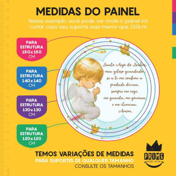 Painel Redondo 3D Batizado Menino Tecido Sublimado - Image 4