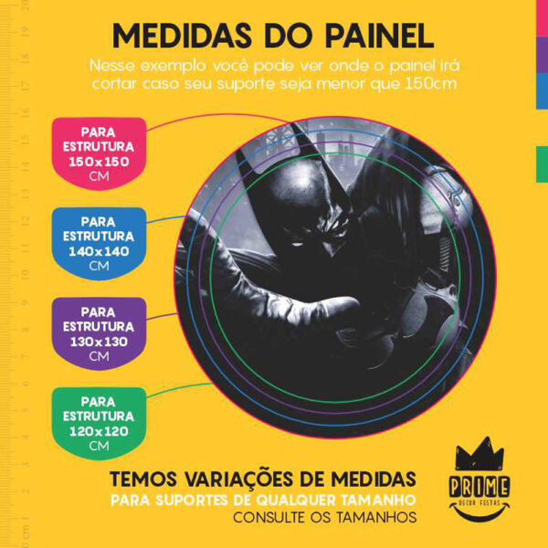 Painel Redondo 3D Batman Tecido Sublimado - Image 4