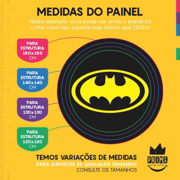 Painel Redondo 3D Batman Amarelo Tecido Sublimado - Image 4