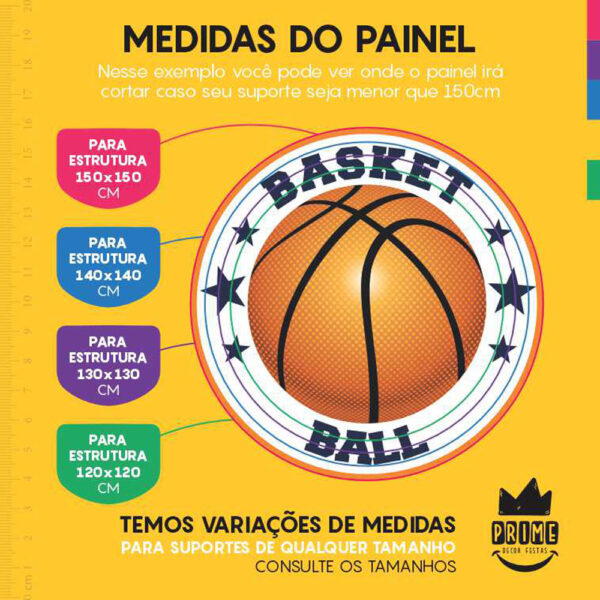 Painel Redondo 3D Bola Basketball  Sublimado - Image 4
