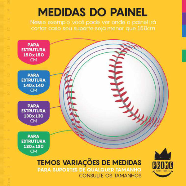 Painel Redondo 3D Bola Beisebol Sublimado - Image 4