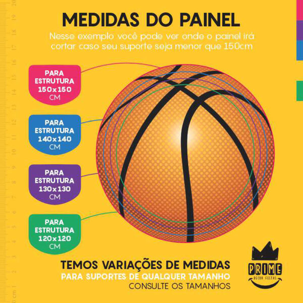 Painel Redondo 3D Bola Basket Sublimado - Image 4