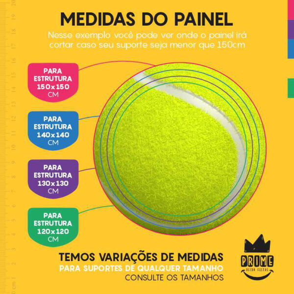 Painel Redondo 3D Bola Tênis Sublimado - Image 4
