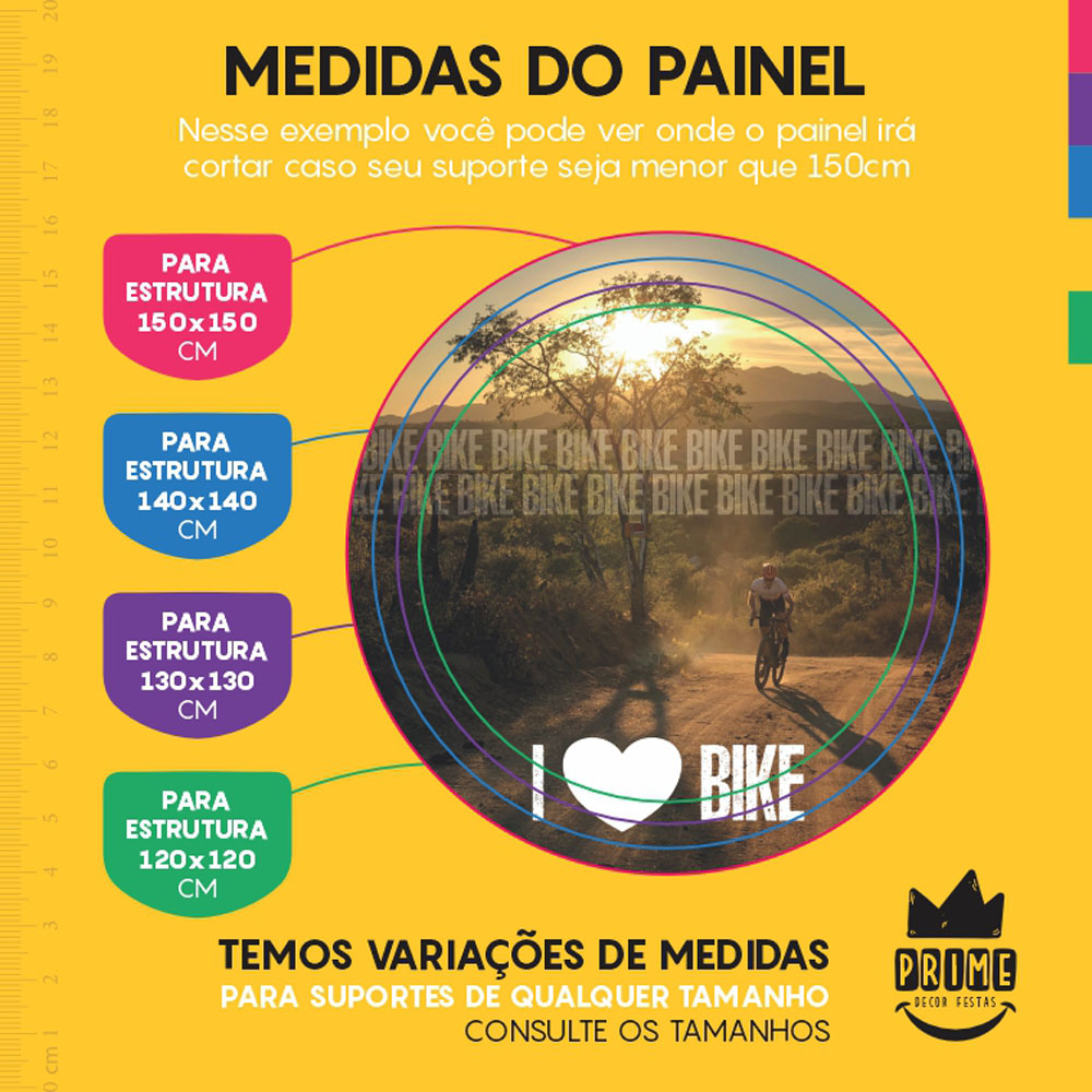 Painel Redondo 3D Bike Tecido Sublimado - Imagem 4