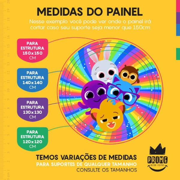 Painel Redondo 3D Bolofofos Coloridos Sublimado - Image 4