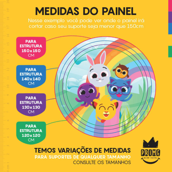 Painel Redondo 3D Bolofofo Arco Iris Sublimado - Image 4