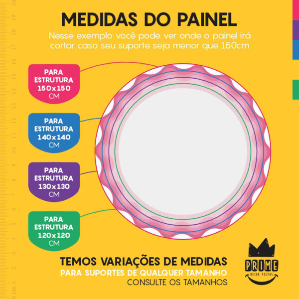 Painel Redondo 3D Bordado Rosa Tecido Sublimado - Image 4