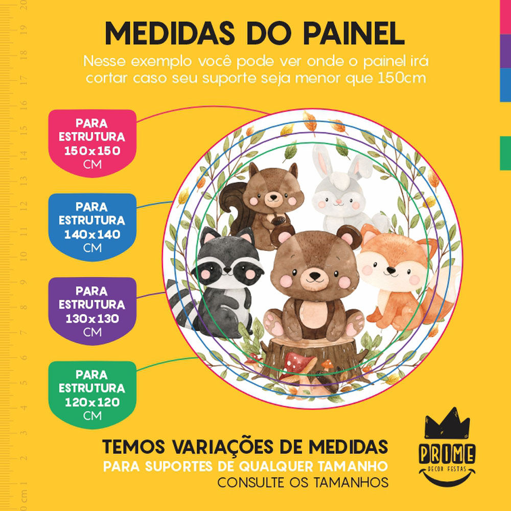 Painel Redondo 3D Bosque Encantado Tecido Sublimado - Imagem 4