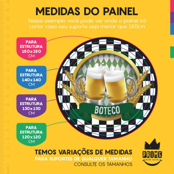 Painel Redondo 3D Boteco Chopp Tecido Sublimado - Image 4