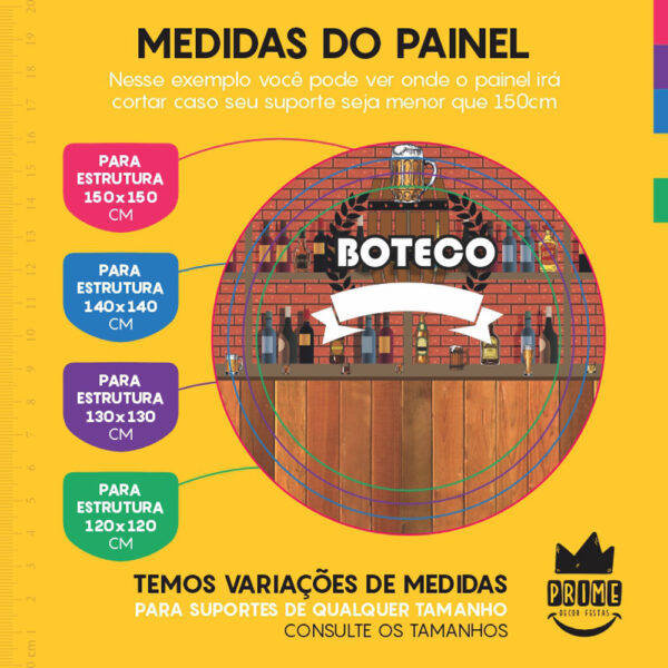 Painel Redondo 3D Boteco Tecido Sublimado - Image 4