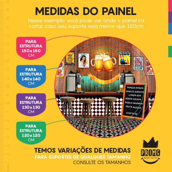 Painel Redondo 3D Boteco Bar Tecido Sublimado - Image 4