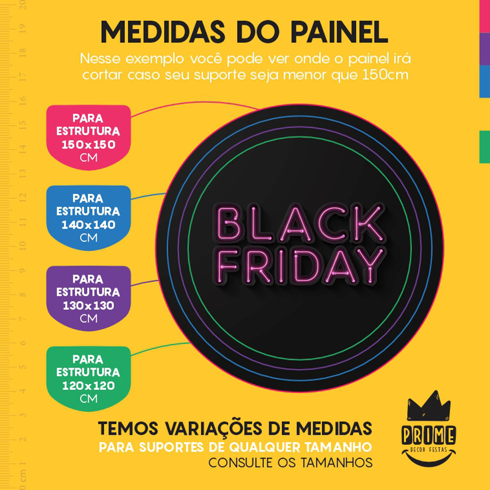 Painel Redondo 3D Black Friday Tecido Sublimado - Imagem 4