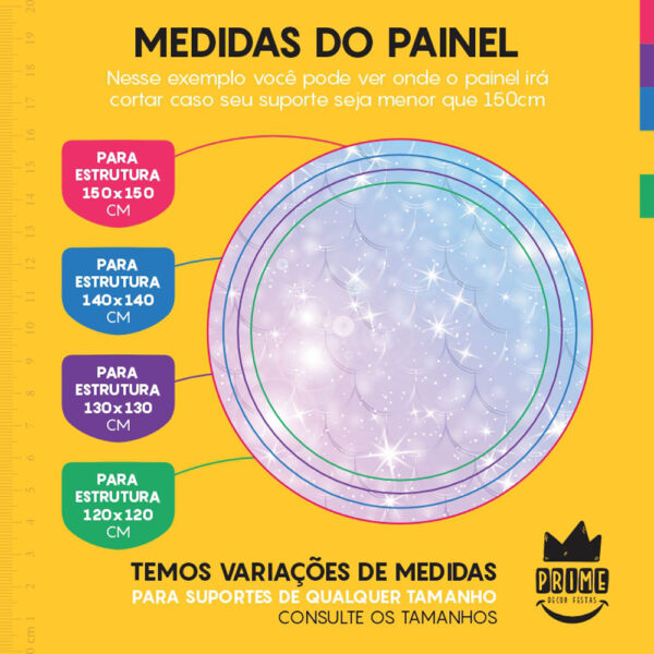 Painel Redondo 3D Cauda Sereia  Tecido Sublimado - Image 4