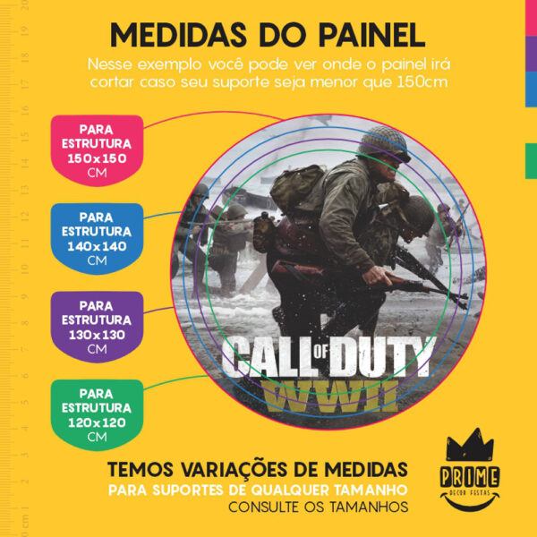 Painel Redondo 3D Call Of Duty Tecido Sublimado - Image 4