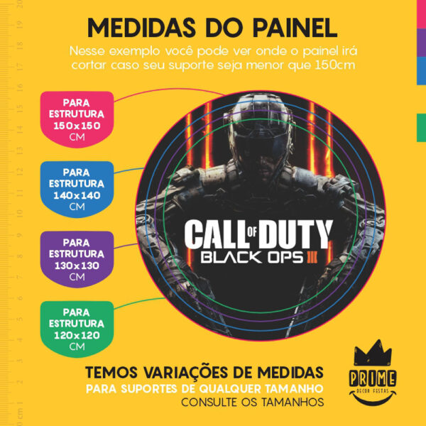 Painel Redondo 3D Call Of Duty Tecido Sublimado - Image 4