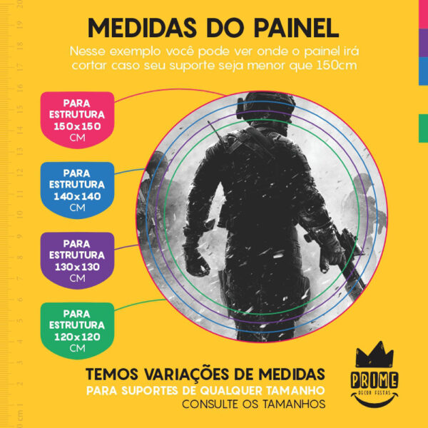 Painel Redondo 3D Call Of Duty Tecido Sublimado - Image 4