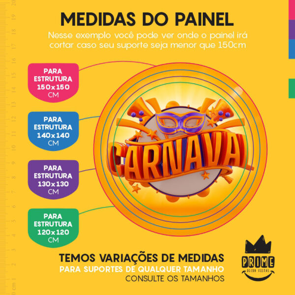 Painel Redondo 3D Carnaval Laranja Tecido Sublimado - Image 4