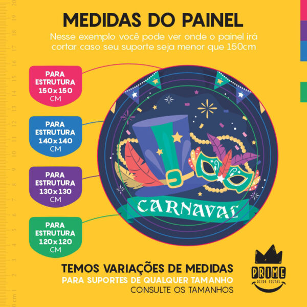 Painel Redondo 3D Carnaval Tecido Sublimado - Image 4