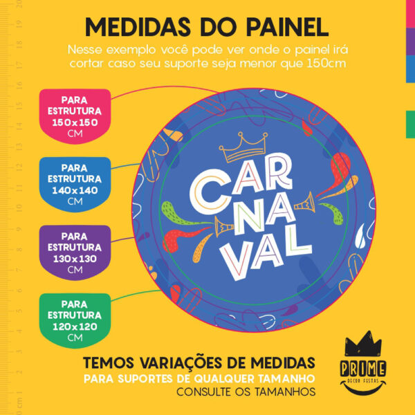 Painel Redondo 3D Carnaval Azul Tecido Sublimado - Image 4