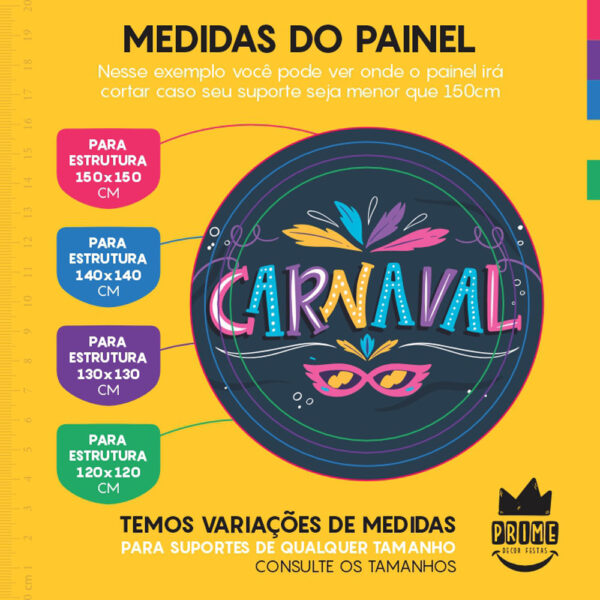 Painel Redondo 3D Carnaval Azul Tecido Sublimado - Image 4