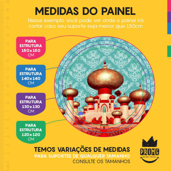 Painel Redondo 3D Castelo Tecido Sublimado - Image 4