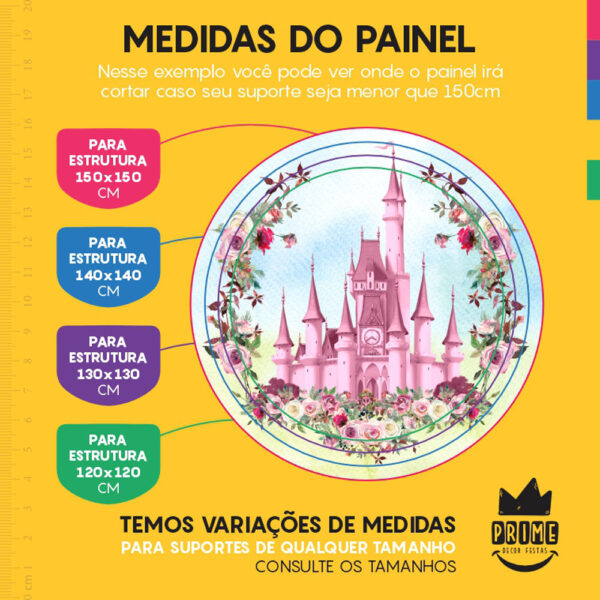 Painel Redondo 3D Castelo Rosa Tecido Sublimado - Image 4