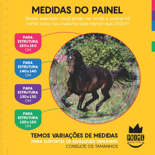 Painel Redondo 3D Cavalo Tecido Sublimado - Image 4