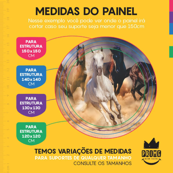 Painel Redondo 3D Cavalos Tecido Sublimado - Image 4
