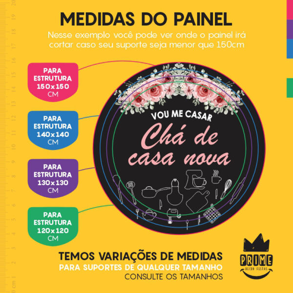 Painel Redondo 3D Chá de Casa Nova Tecido Sublimado - Image 4