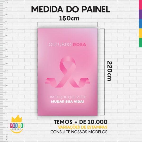 Painel de Festa Retangular 3D Outubro Rosa Casadinho 1,50m x 2,20m - Image 3