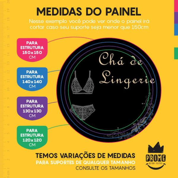 Painel Redondo 3D Chá de Lingerie Tecido Sublimado - Image 4