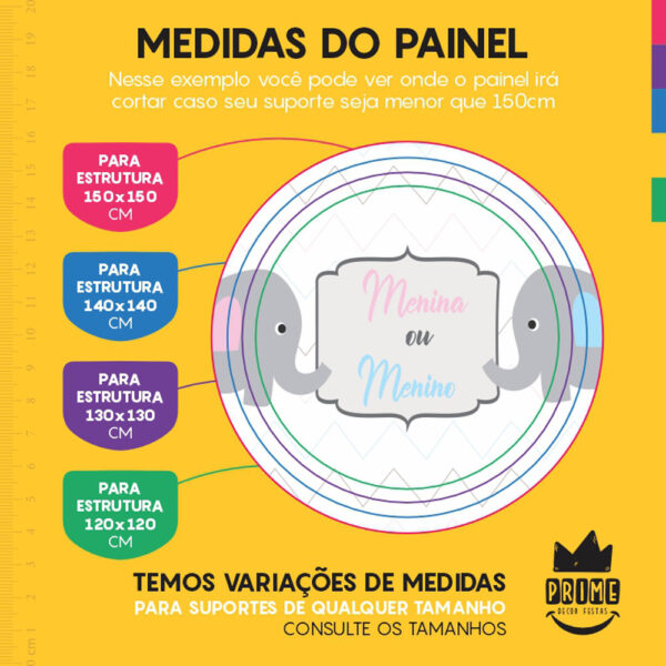 Painel Redondo 3D Chá Revelação Tecido Sublimado - Image 4